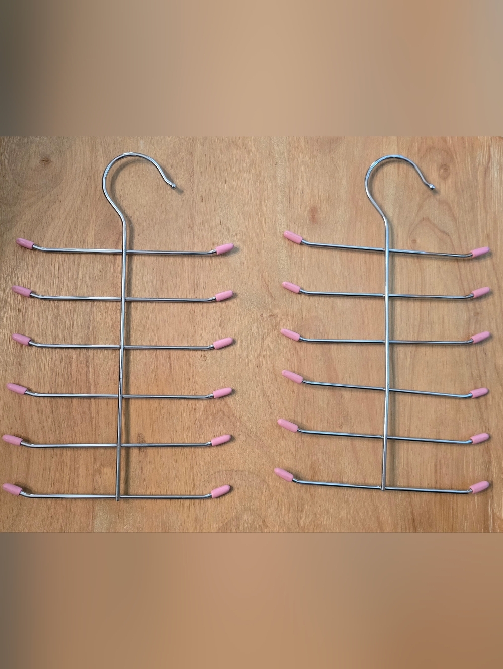 Multi-Tier Metal Scarf & Belt Hangers with Pink Tips (Set of 2)